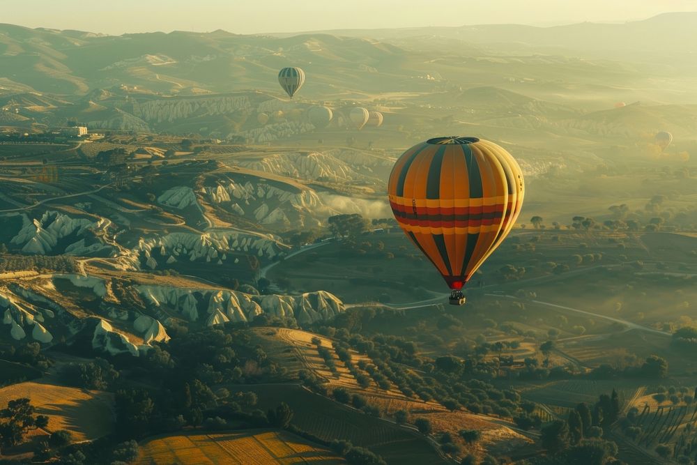Hot air balloon festival landscape aircraft outdoors.