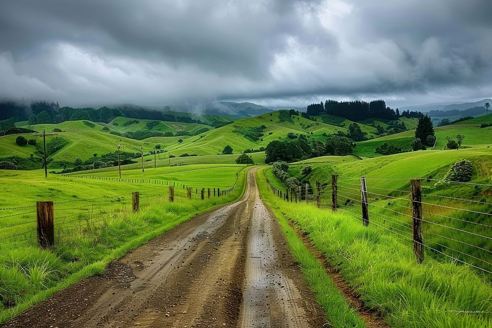 Photo of new zealand countryside landscape outdoors pasture.