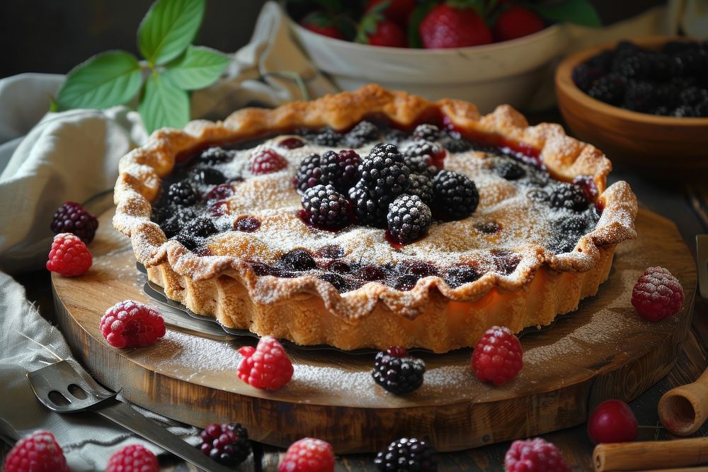Pie blackberry blueberry dessert.