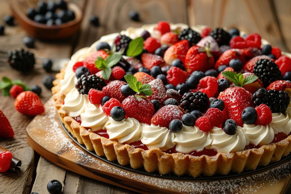 Pie raspberry blueberry dessert.