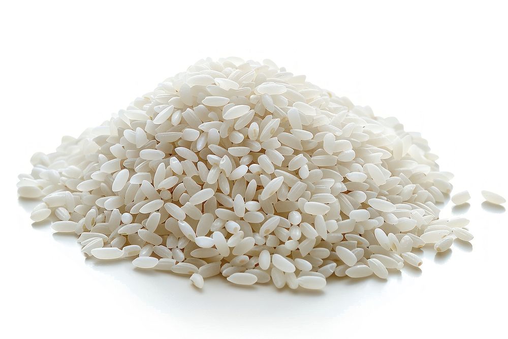 Photo of rice white food white background.