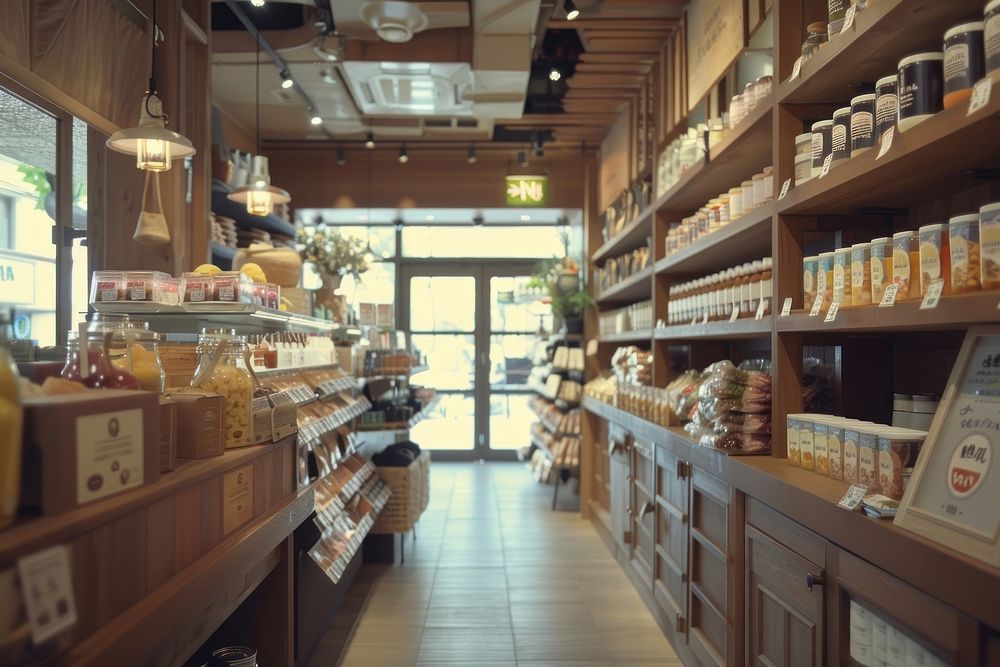 Shopping shelf food architecture.