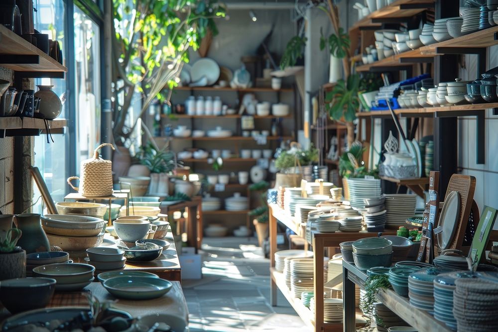 Shopping architecture table shelf.