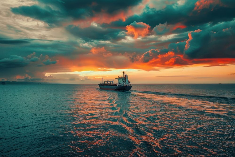 Photo of ship ocean outdoors horizon.