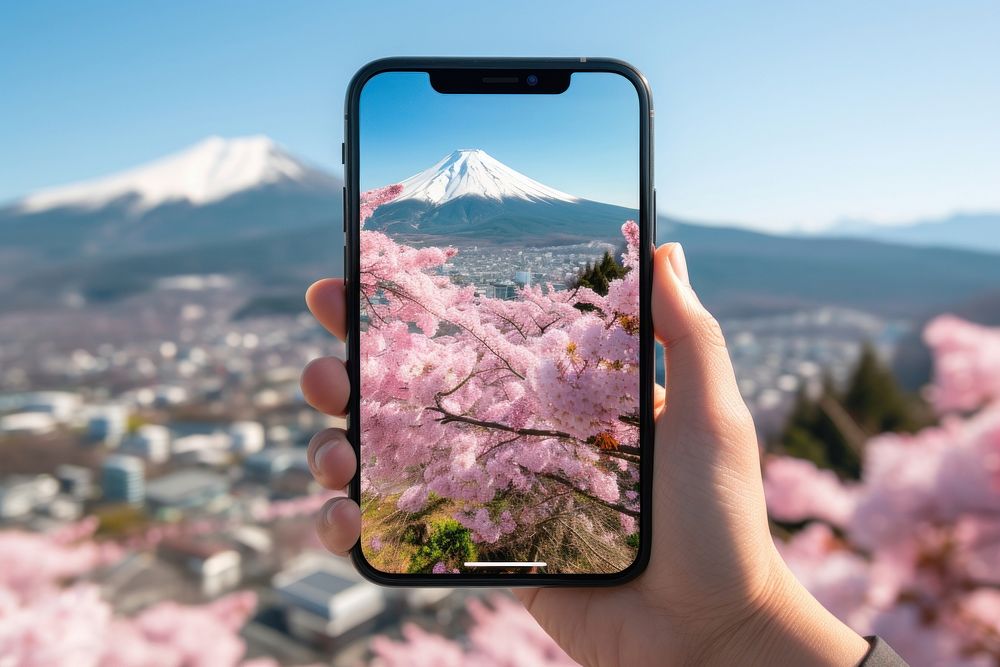 Smartphone screen of Hokkaido video in Japan blossom flower plant.