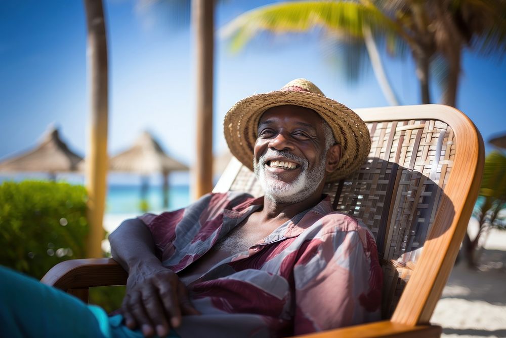 Elder african american man portrait sitting travel.