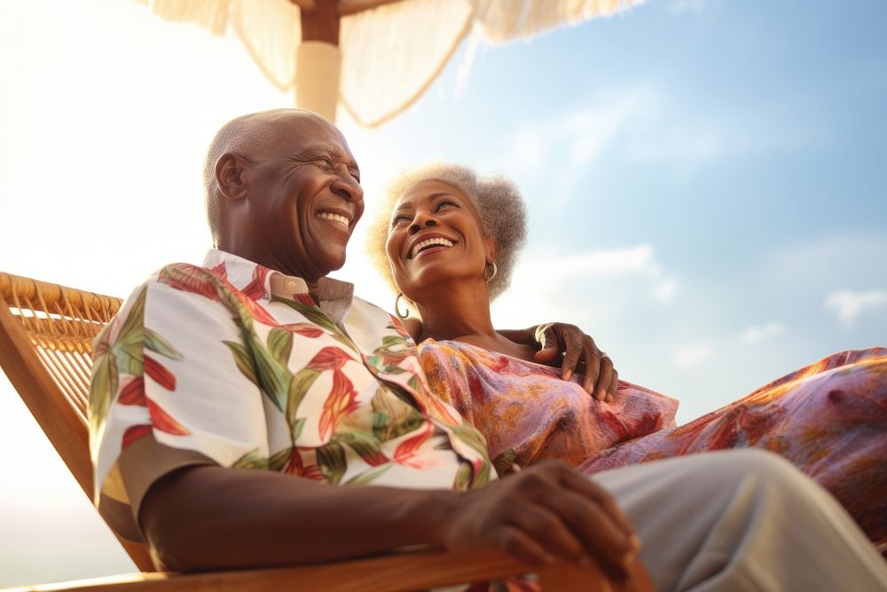 Elderly african american couple portrait adult happy.