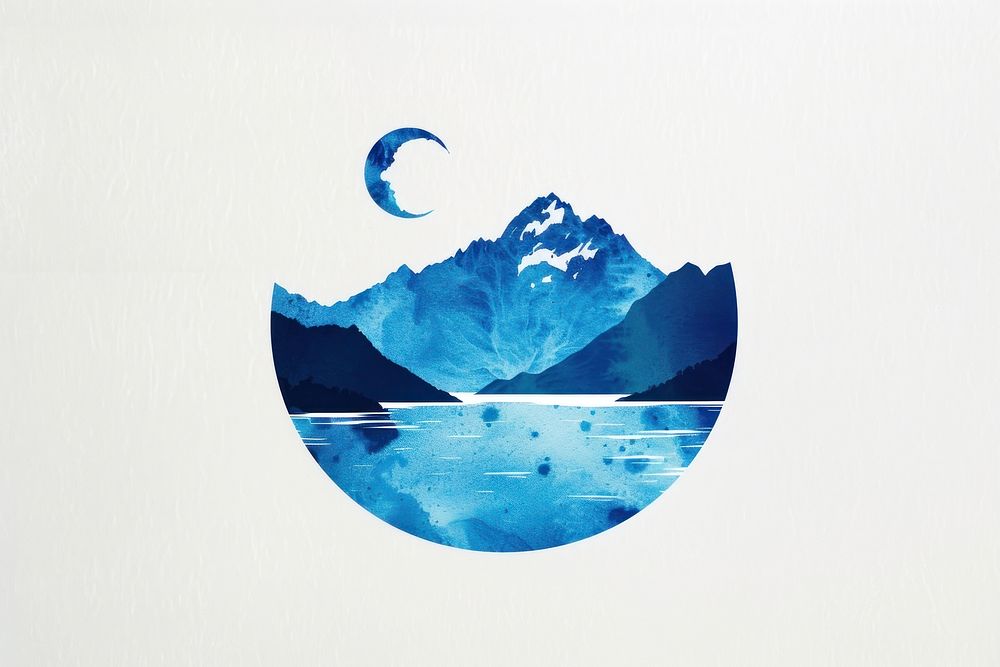 Risograph printing illustration of new zealand nature moon logo.