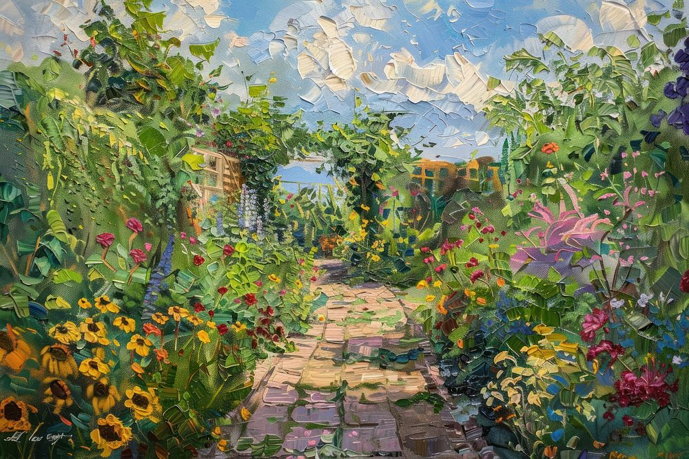 Garden painting architecture outdoors.