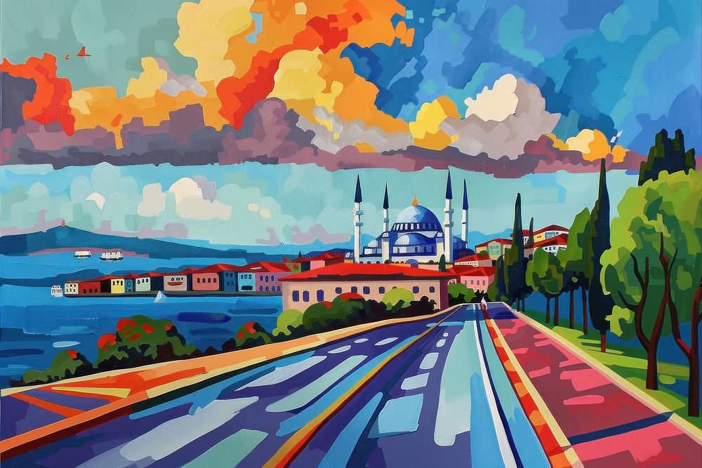 Istanbul architecture building painting.