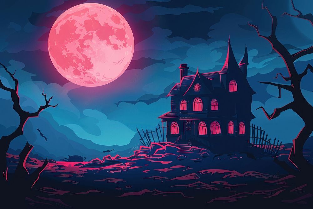 Haunted house moon outdoors spooky.