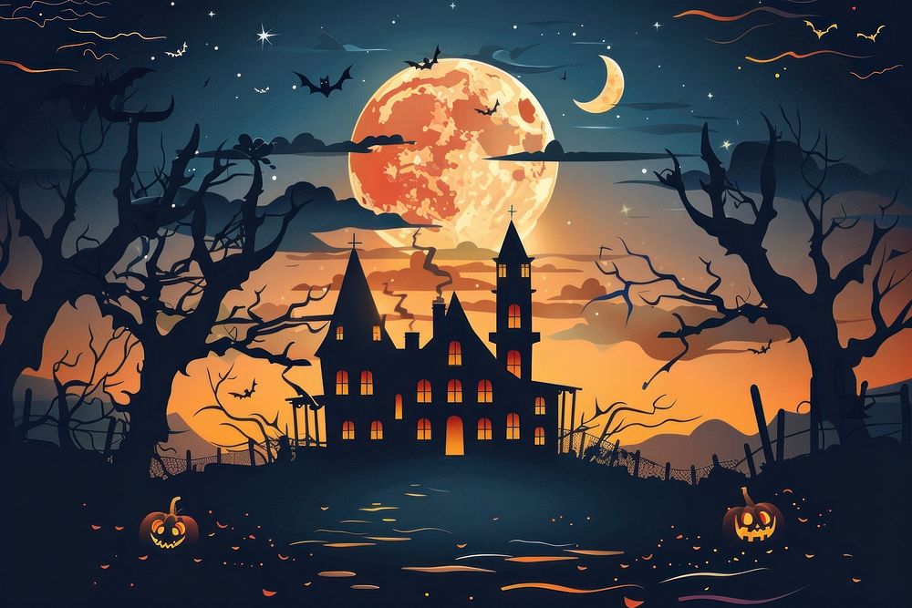 Haunted house moon halloween outdoors.