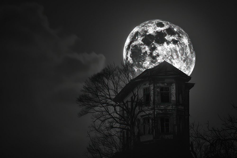 Haunted house moon astronomy outdoors.