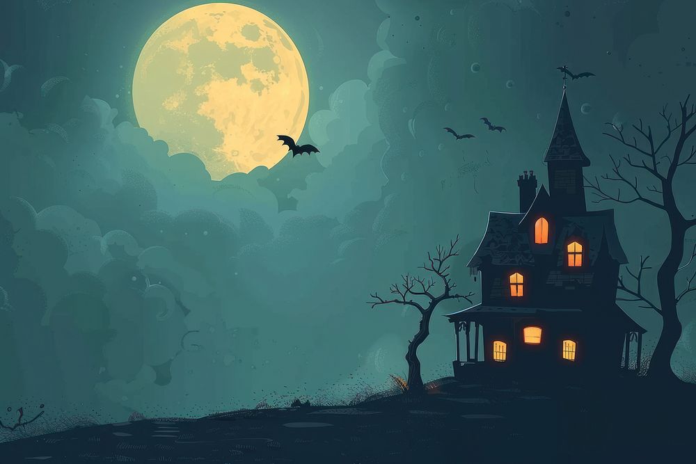 Haunted house moon outdoors spooky.