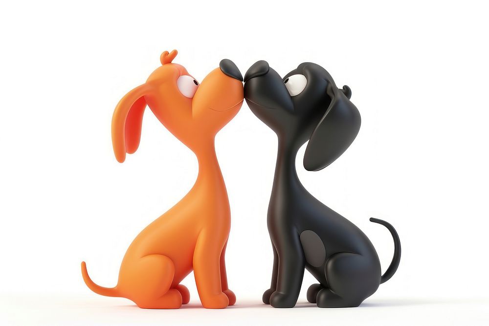 Dogs kissing figurine cartoon animal.