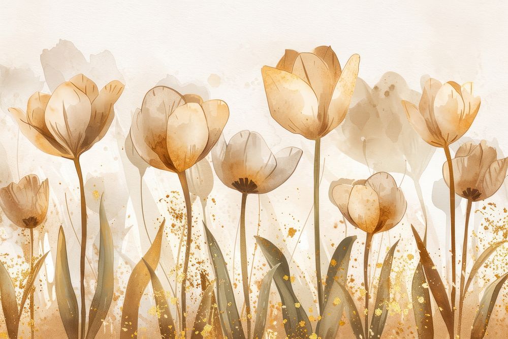 Tulip forest watercolor background painting backgrounds outdoors.