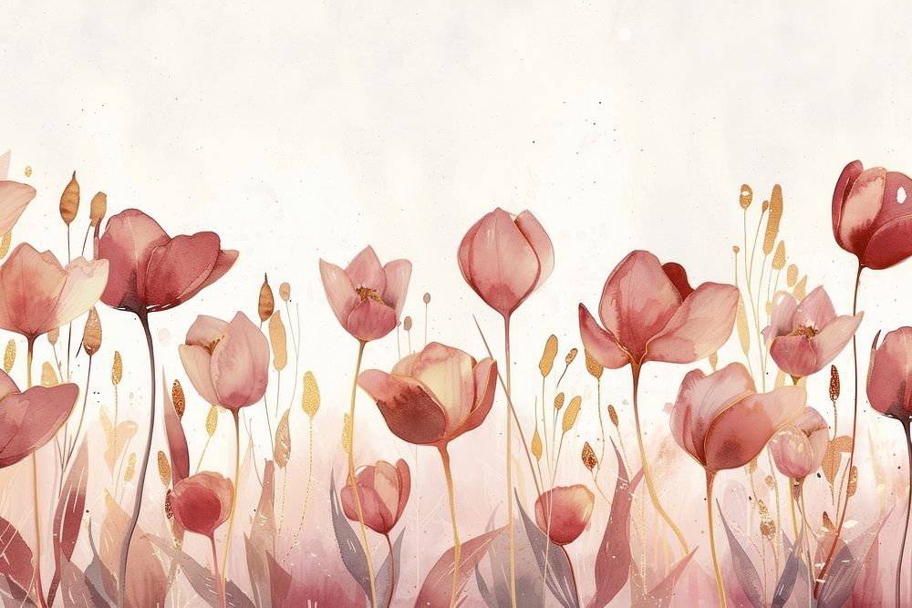 Tulip forest watercolor background backgrounds painting blossom.