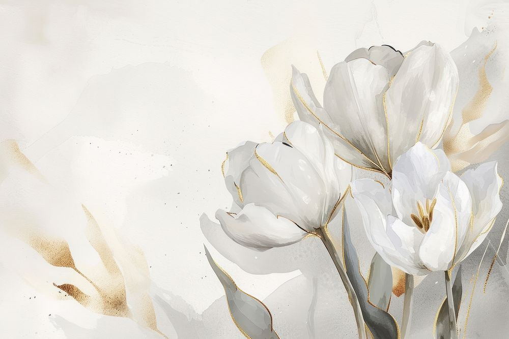 White tulip watercolor background backgrounds painting flower.