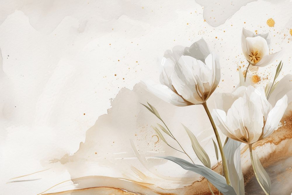 White tulip watercolor background backgrounds painting flower.