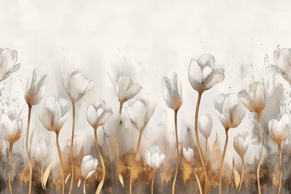 White tulip forest watercolor background backgrounds painting flower.