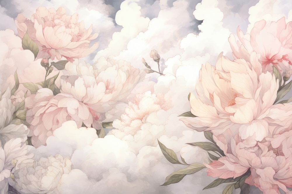 Sky and rose feild backgrounds painting blossom.