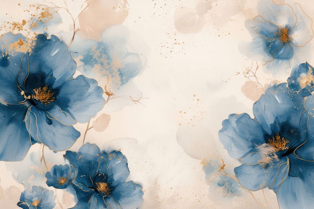 Blue floral watercolor background backgrounds painting pattern.