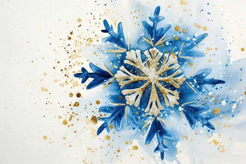 Blue snowflake watercolor background blue celebration creativity.
