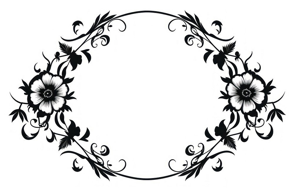 Circle frame flower pattern white creativity.