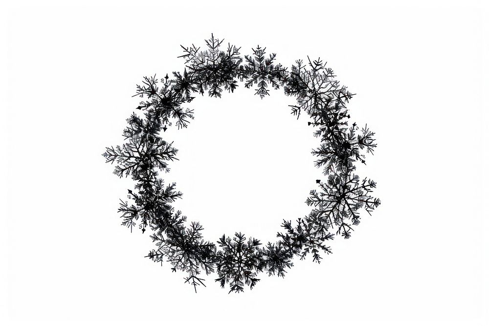Circle frame snowflake wreath outdoors pattern.