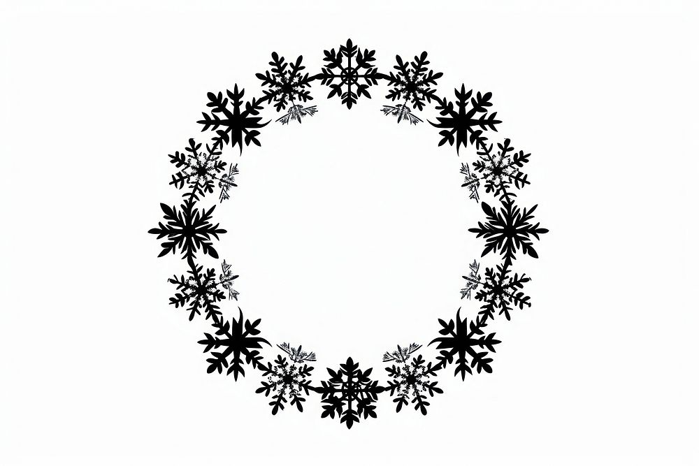 Circle frame snowflake pattern white decoration.