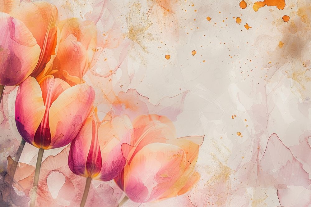 Colorful tulip watercolor background painting backgrounds flower.