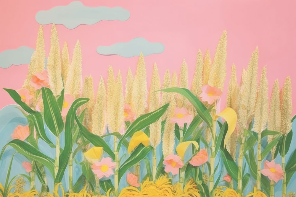 Corn field farm outdoors painting flower.