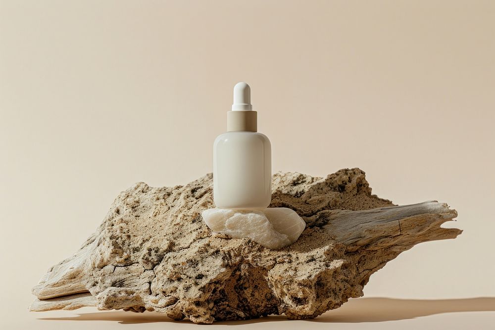 Serum skincare bottle wood container driftwood.