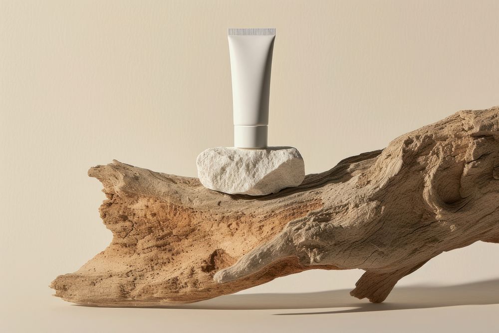 Skincare tube packaging wood driftwood personal care.