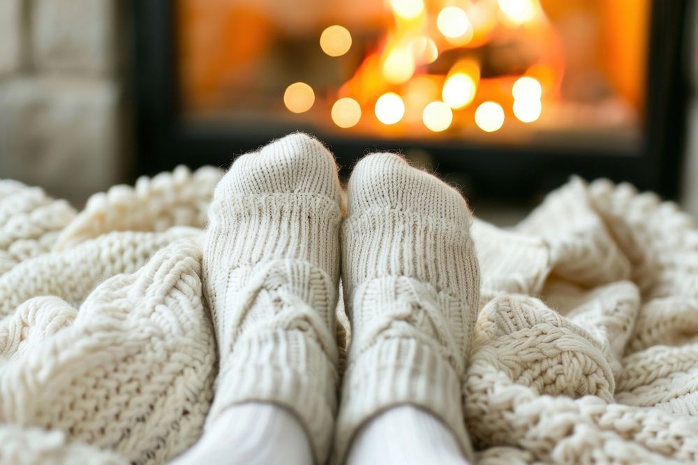 Christmas fireplace sock christmas blanket.