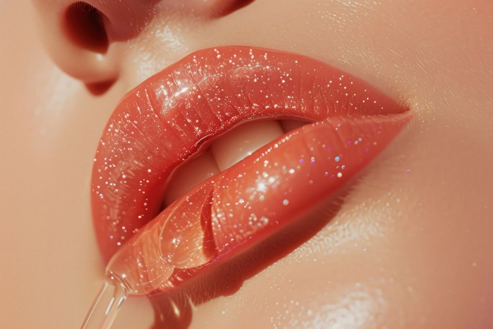 Cosmetics lipstick mouth skin.
