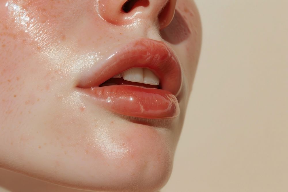 Skin lipstick mouth headshot.