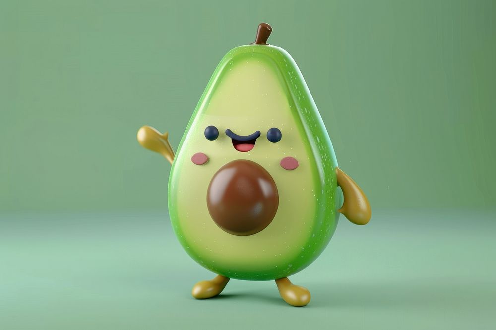 3d avocado character cartoon fruit food.