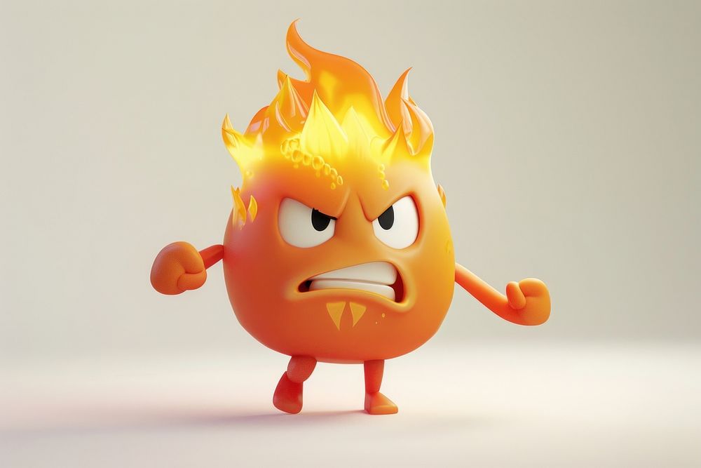3d fire character cartoon anthropomorphic jack-o'-lantern.