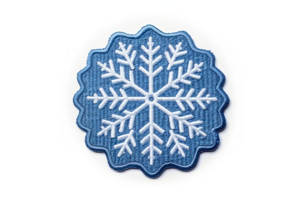 Snowflake circle frame pattern white blue.