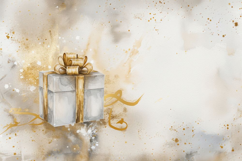 Gift box watercolor background backgrounds gold celebration.