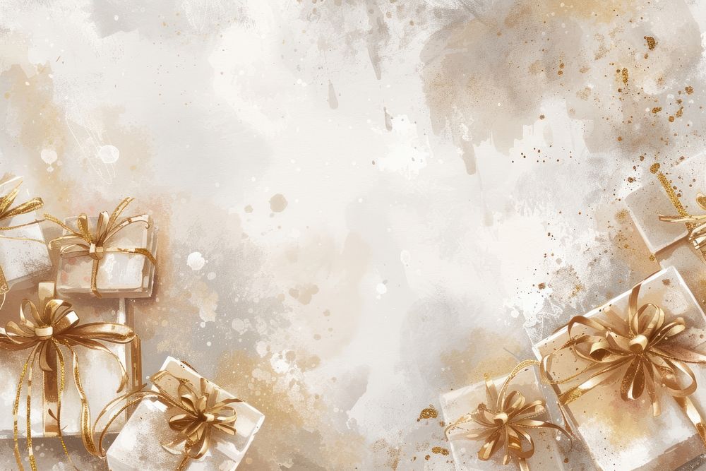 Gift boxes watercolor background backgrounds gold celebration.