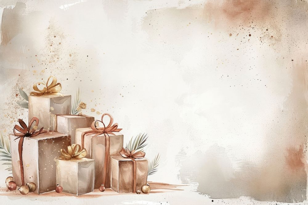 Gift boxes watercolor background backgrounds celebration decoration.