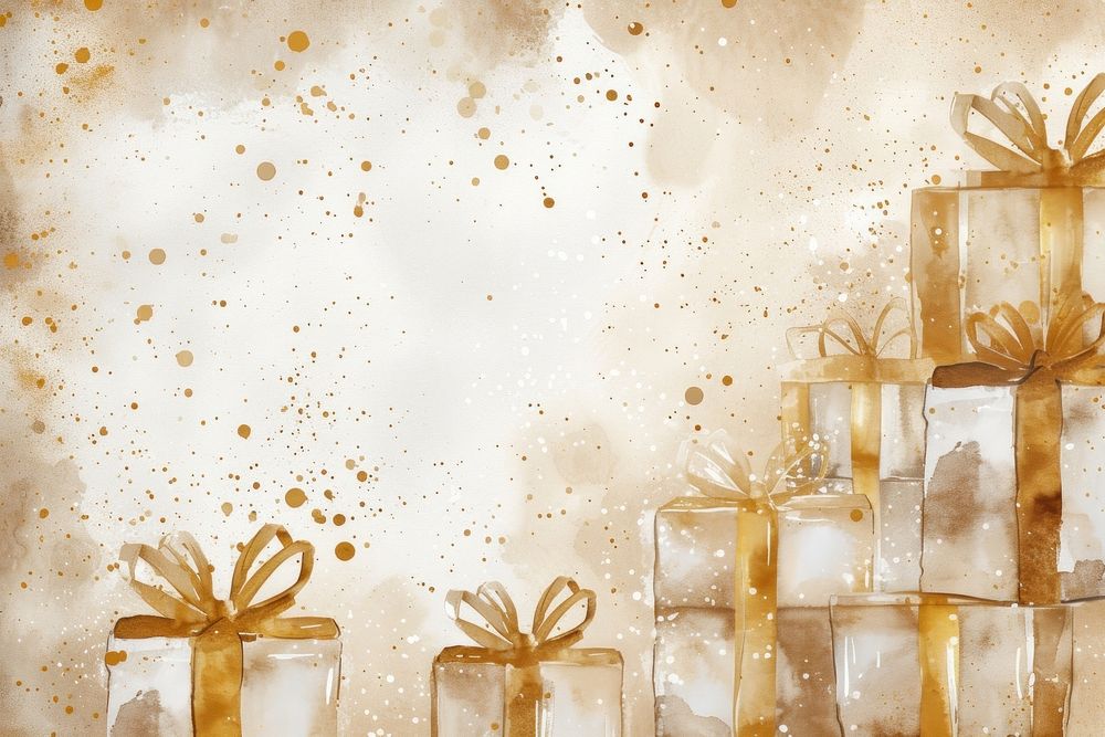 Gift boxes watercolor background backgrounds gold celebration.