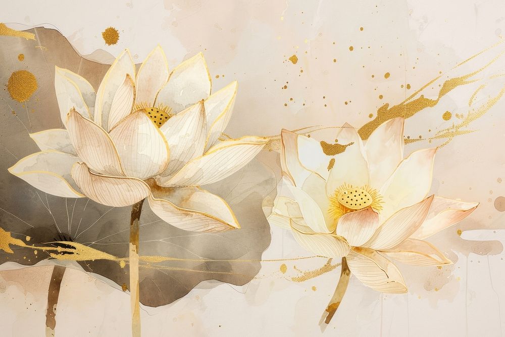 Lotus watercolor background painting pattern flower.