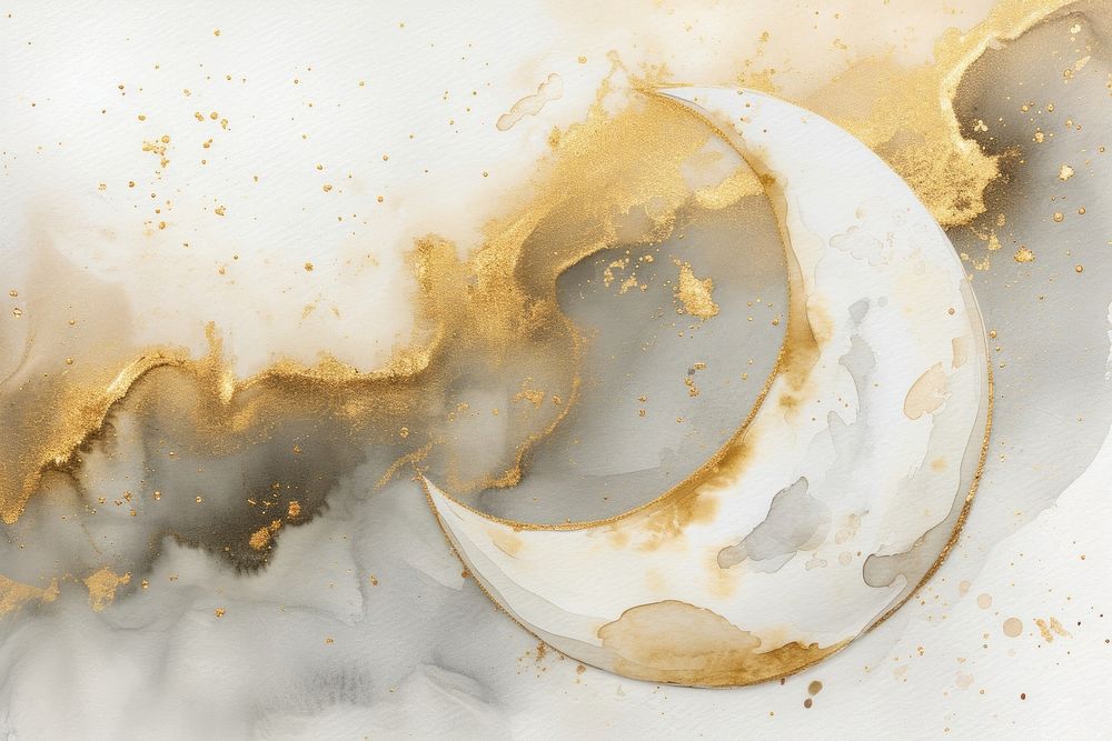 Moon watercolor background backgrounds gold abstract.