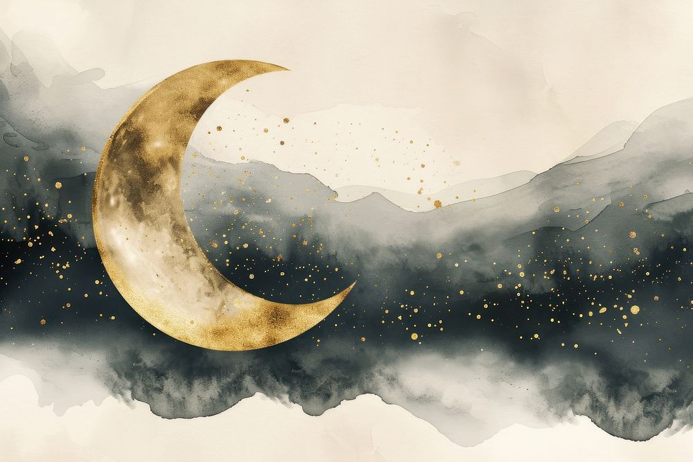 Moon watercolor background astronomy outdoors nature.