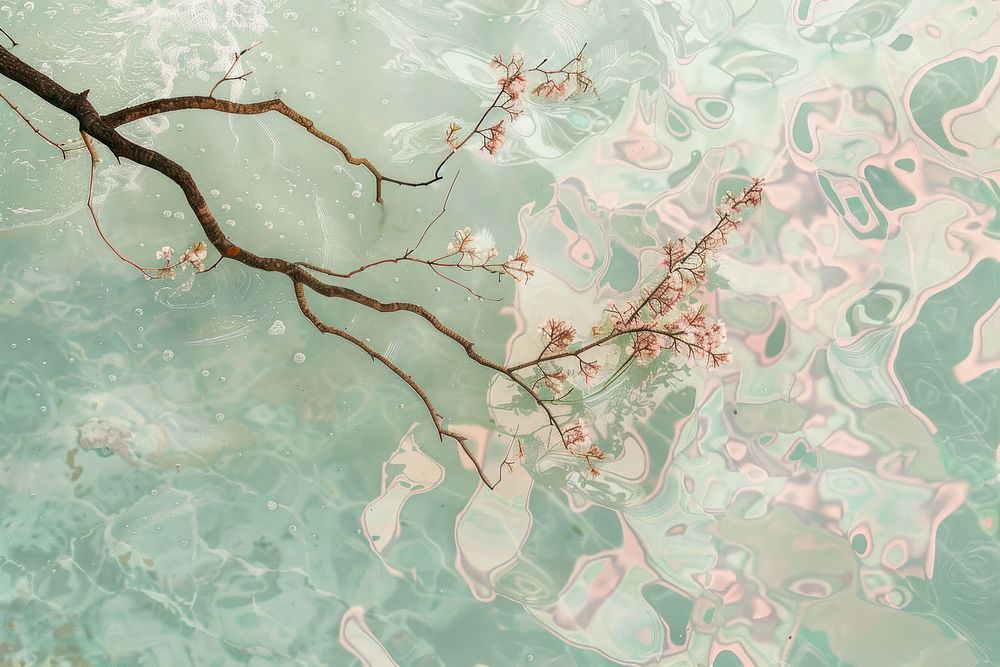 Tree branch on water pattern backgrounds blossom flower.