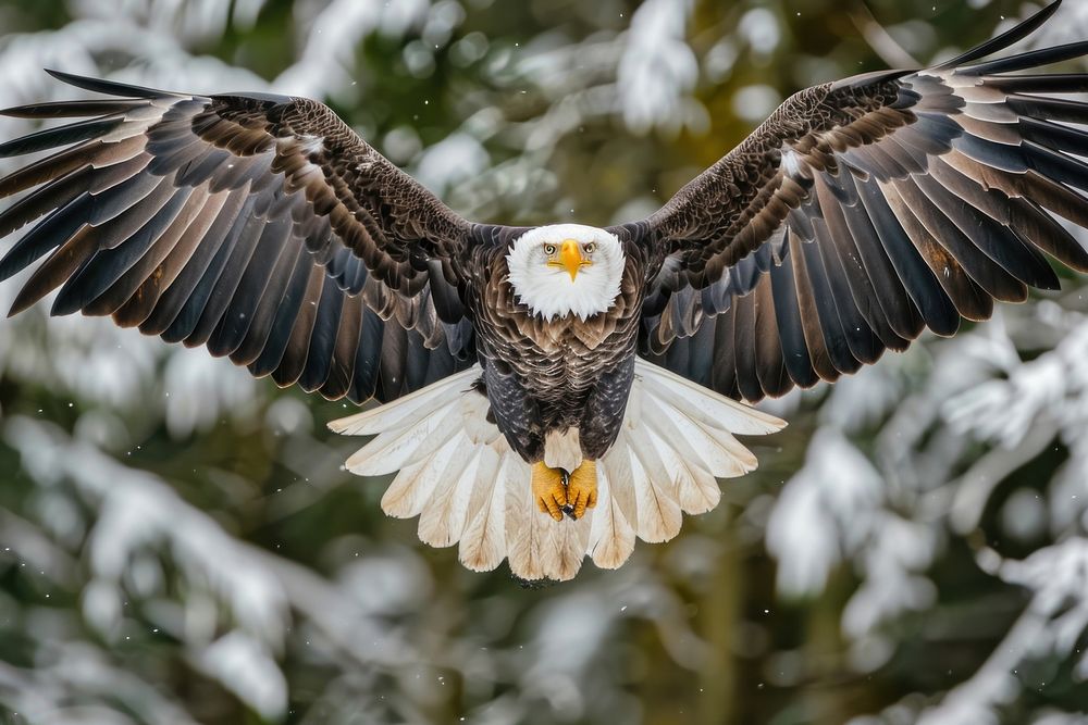 Bald eagle flying animal bird beak.
