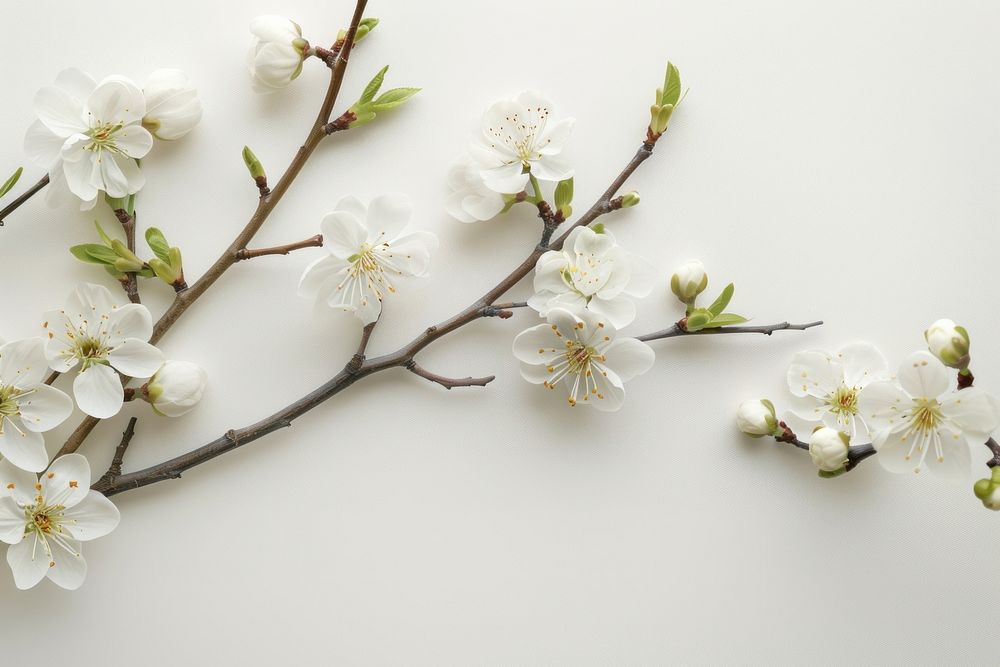 White cherry blossom flower plant petal.